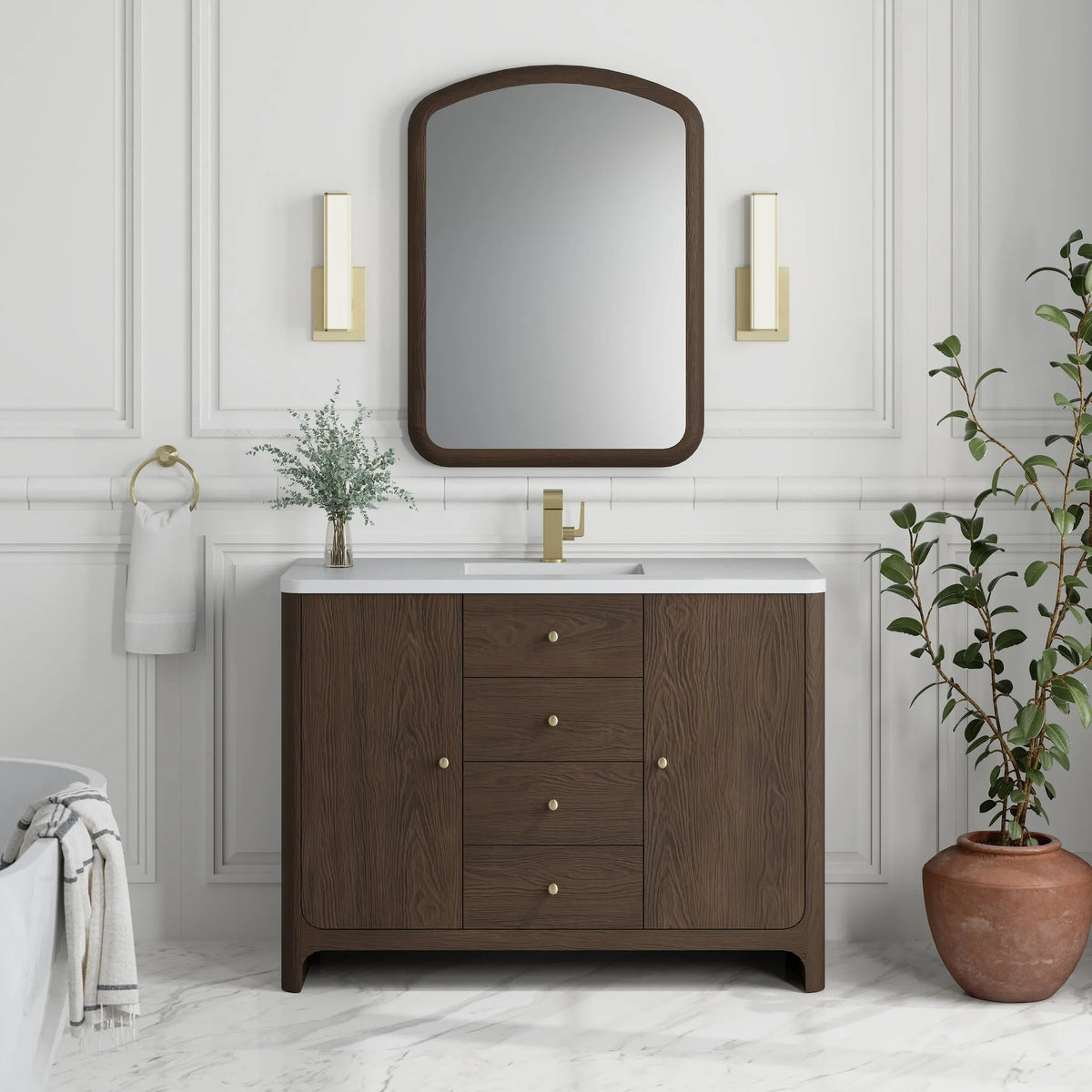 Gracyn 48" Single Vanity, Sable, w/ 3 CM White Zeus Quartz Top