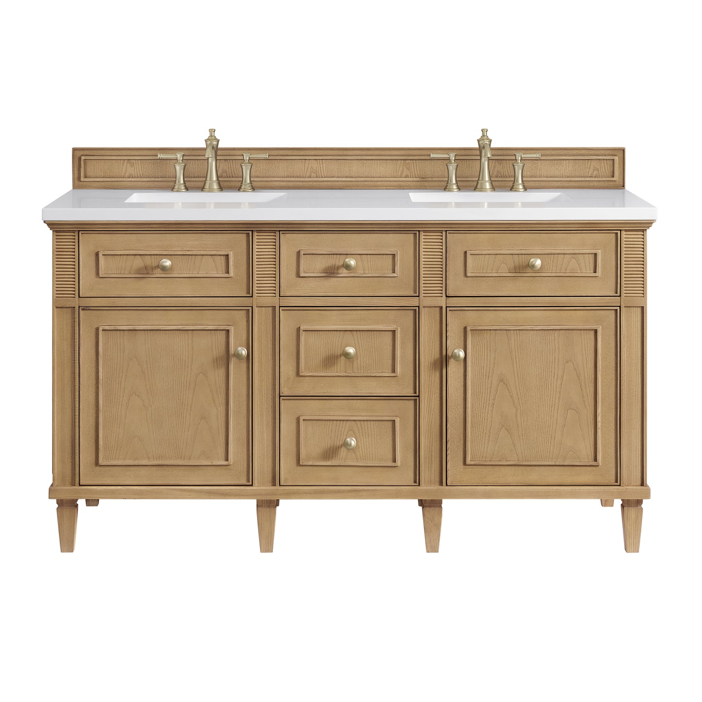 Renovate for Less Atlanta Lorelai 60" Double Vanity, Light Natural Oak w/ 3 CM White Zeus Silestone Top