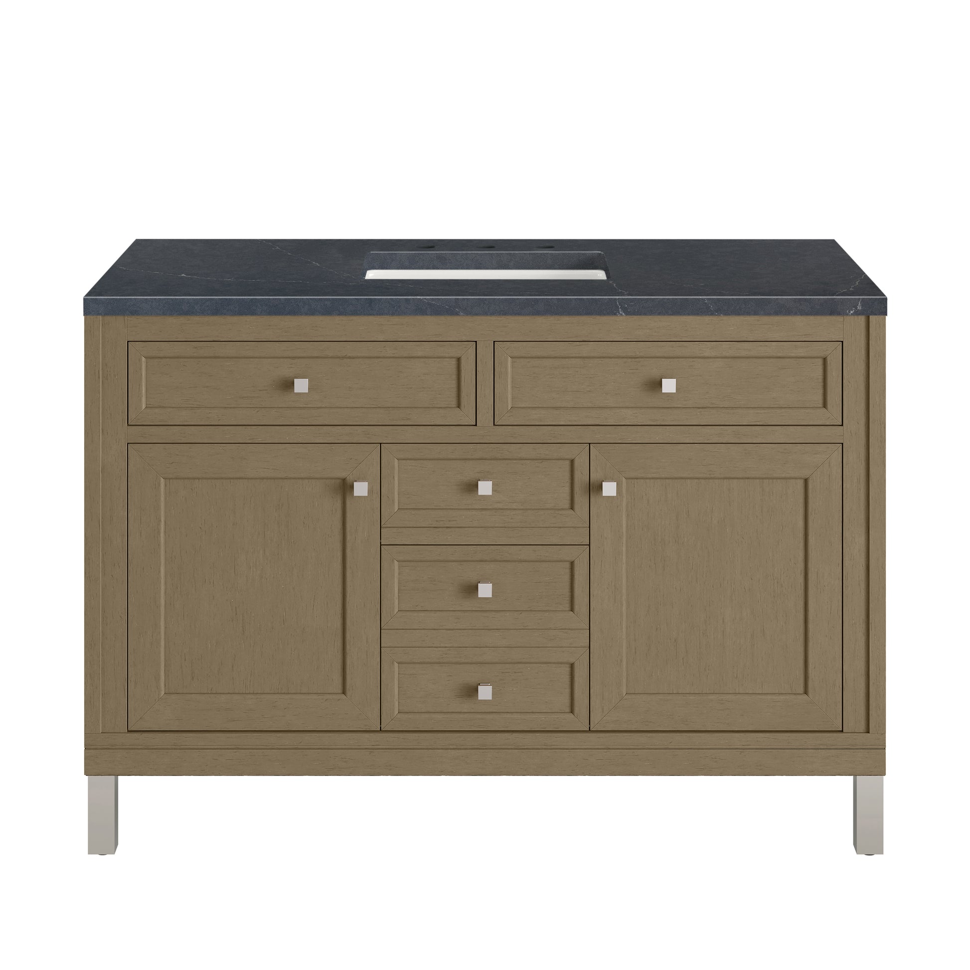 Renovate for Less Atlanta Chicago 48" Single Vanity, Walnut Whisper, w/ 3 CM Charcoal Soapstone Silestone® Top