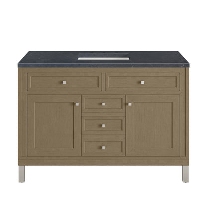 Renovate for Less Atlanta Chicago 48" Single Vanity, Walnut Whisper, w/ 3 CM Charcoal Soapstone Silestone® Top
