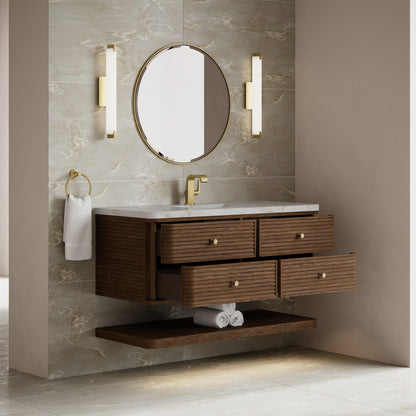 Renovate for Less Atlanta Allamari 48" Single Vanity, Sable w/ Single Hole 3 CM Victorian Silver Silestone Top