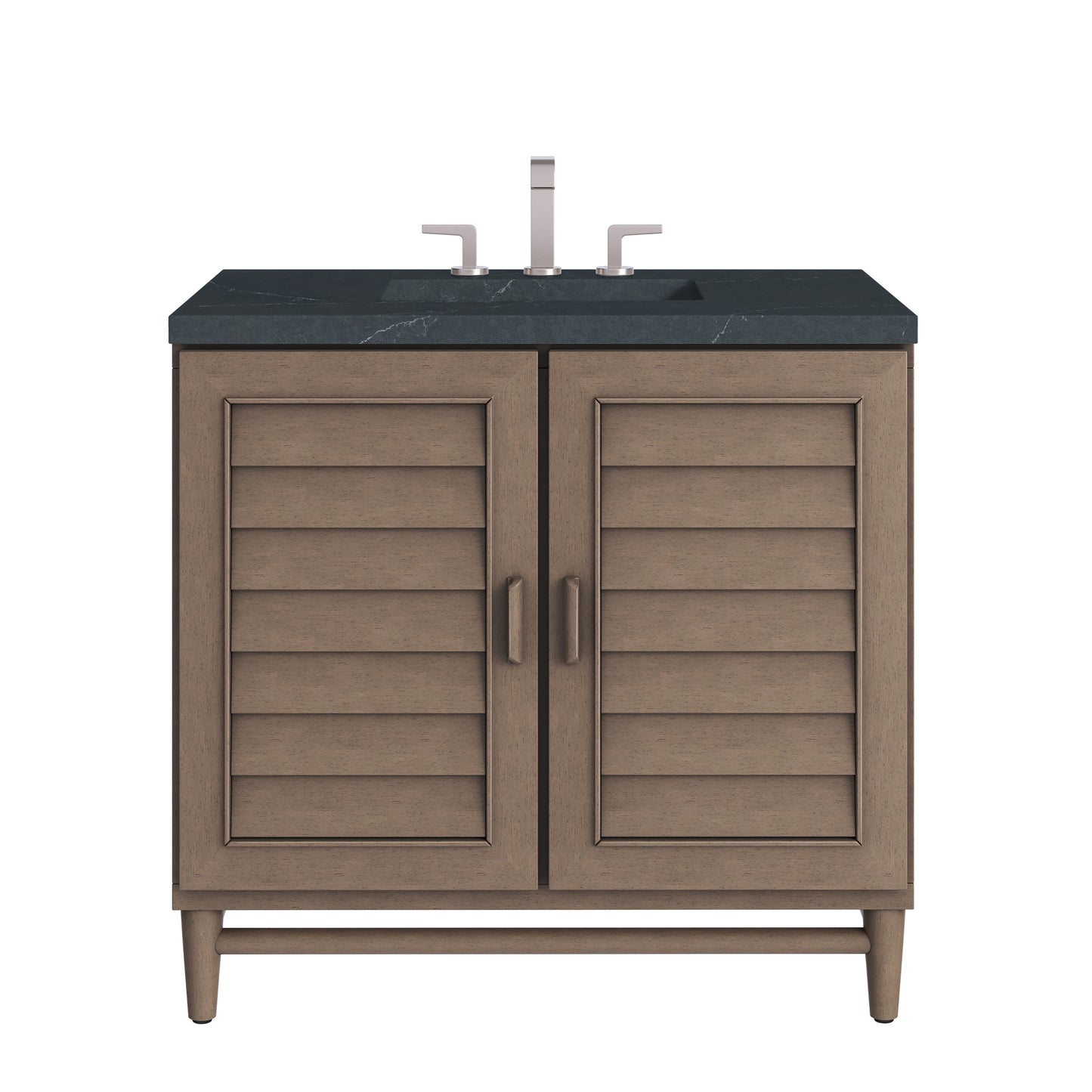 Renovate for Less Atlanta Portland 36" Single Vanity Whitewashed Walnut w/ 3 CM Charcoal Soapstone Silestone Top