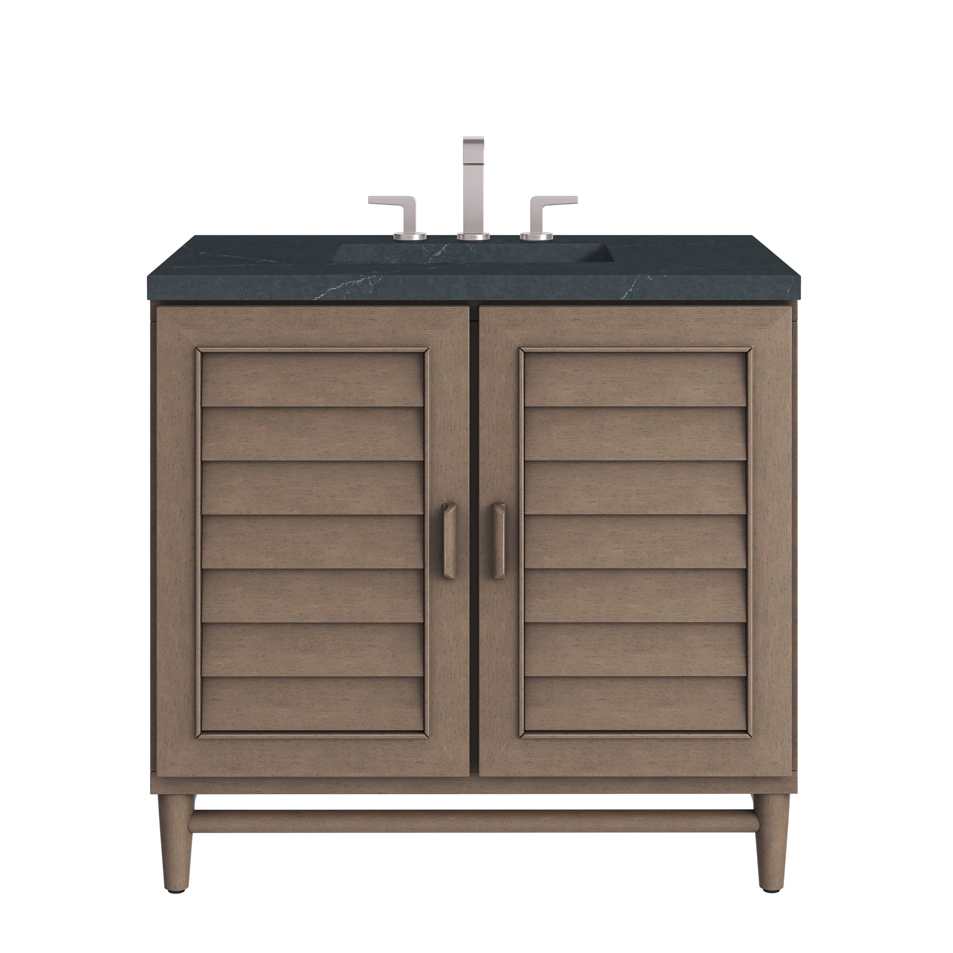 Renovate for Less Atlanta Portland 36" Single Vanity Whitewashed Walnut w/ 3 CM Charcoal Soapstone Silestone Top