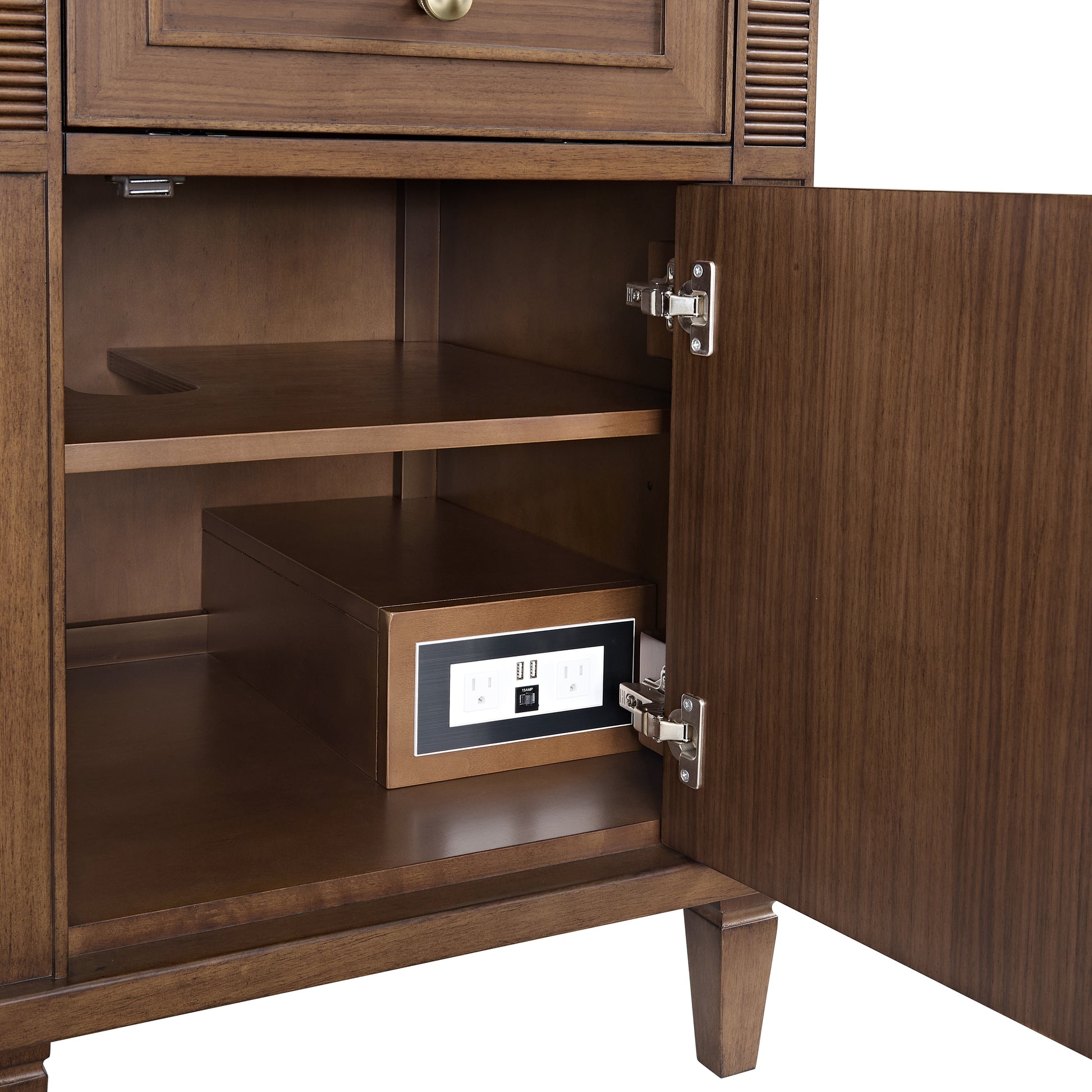 Renovate for Less Atlanta Lorelai 60" Double Vanity, Mid-Century Walnut, w/ 3 CM Tajnar Eclos Top