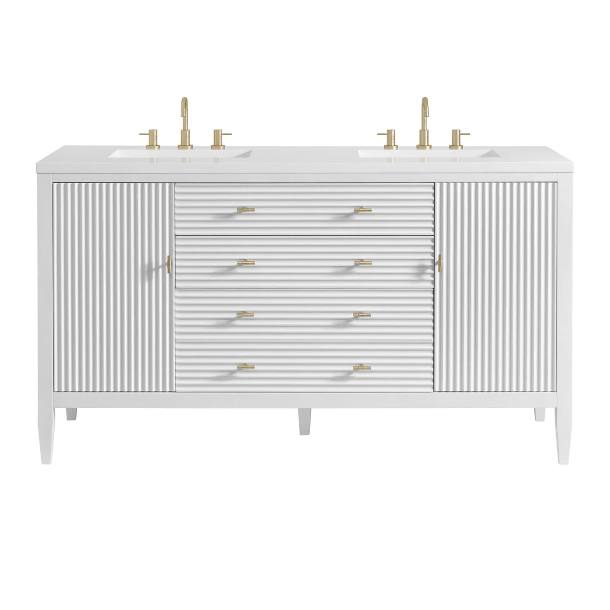 Myrrin 60" Double Vanity, Bright White w/ 3 CM White Zeus Silestone Top