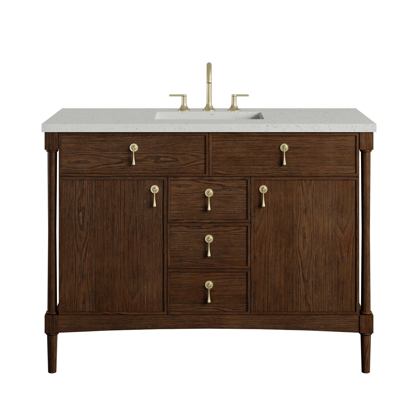 Renovate for Less Atlanta Kinnsden 48" Single Vanity, Sable Oak w/ 3 CM Lime Delight Silestone Top