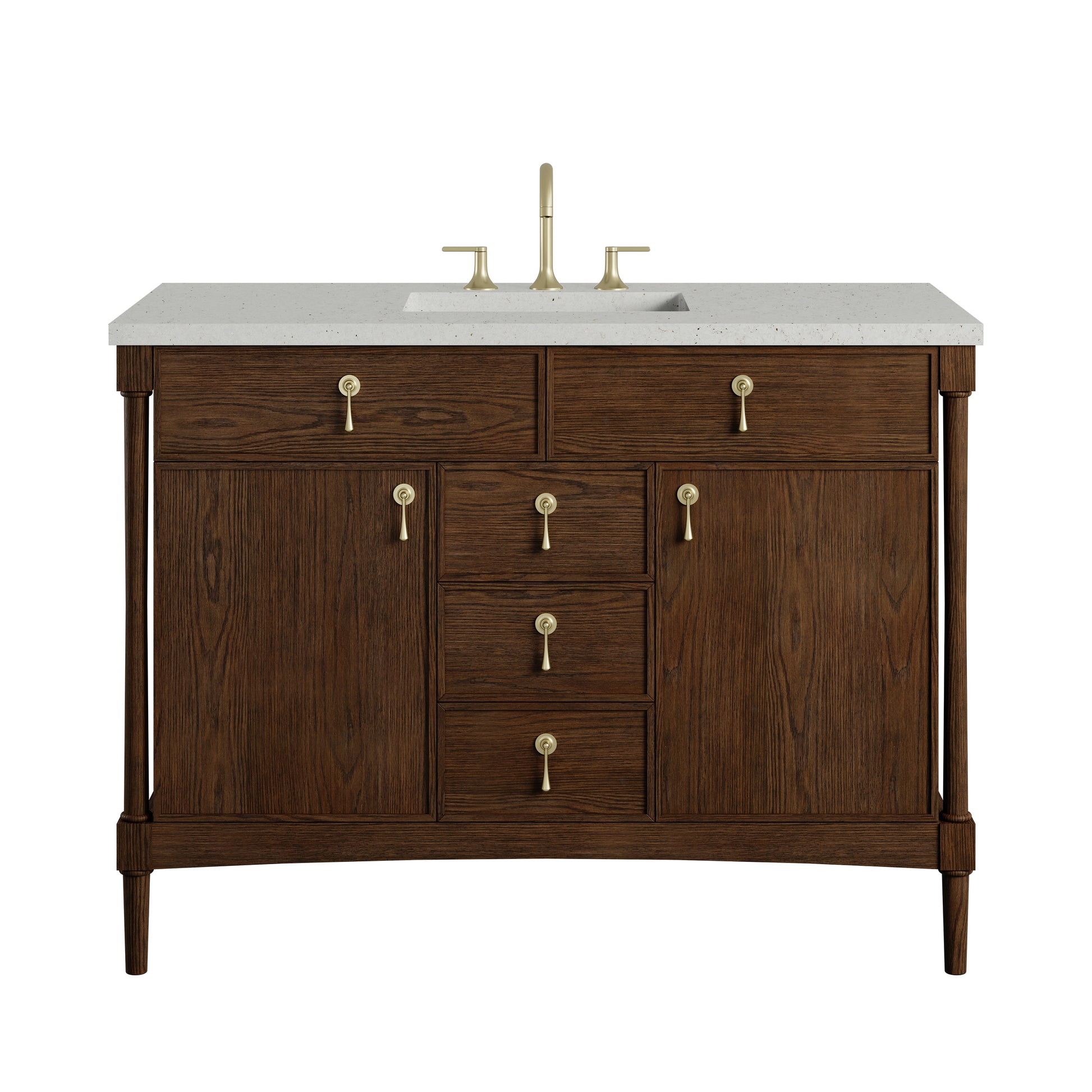 Renovate for Less Atlanta Kinnsden 48" Single Vanity, Sable Oak w/ 3 CM Lime Delight Silestone Top