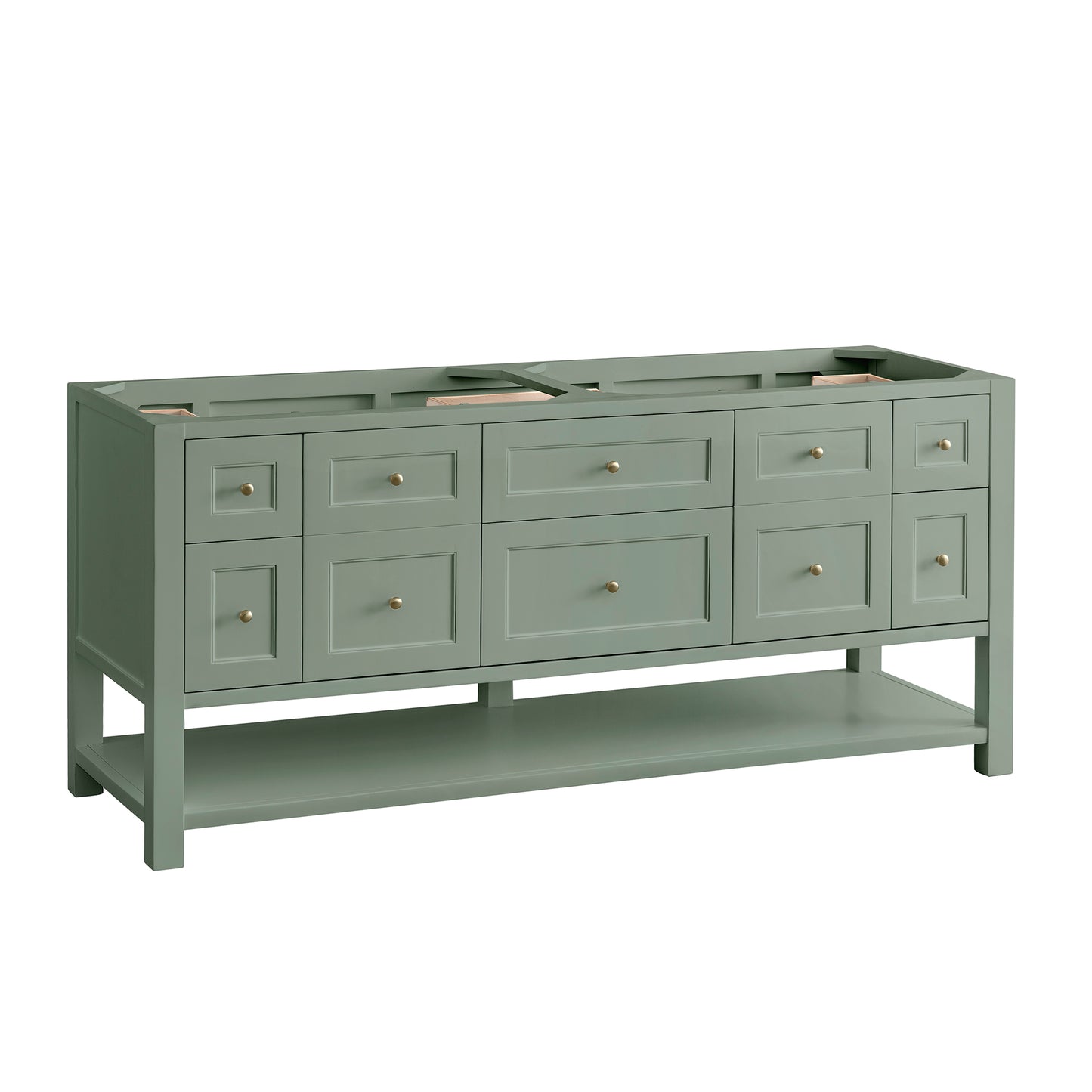 Renovate for Less Atlanta Breckenridge 72" Double Vanity, Smokey Celadon w/ 3 CM Eternal Jasmine Pearl Top w/FreePower Wireless Charger