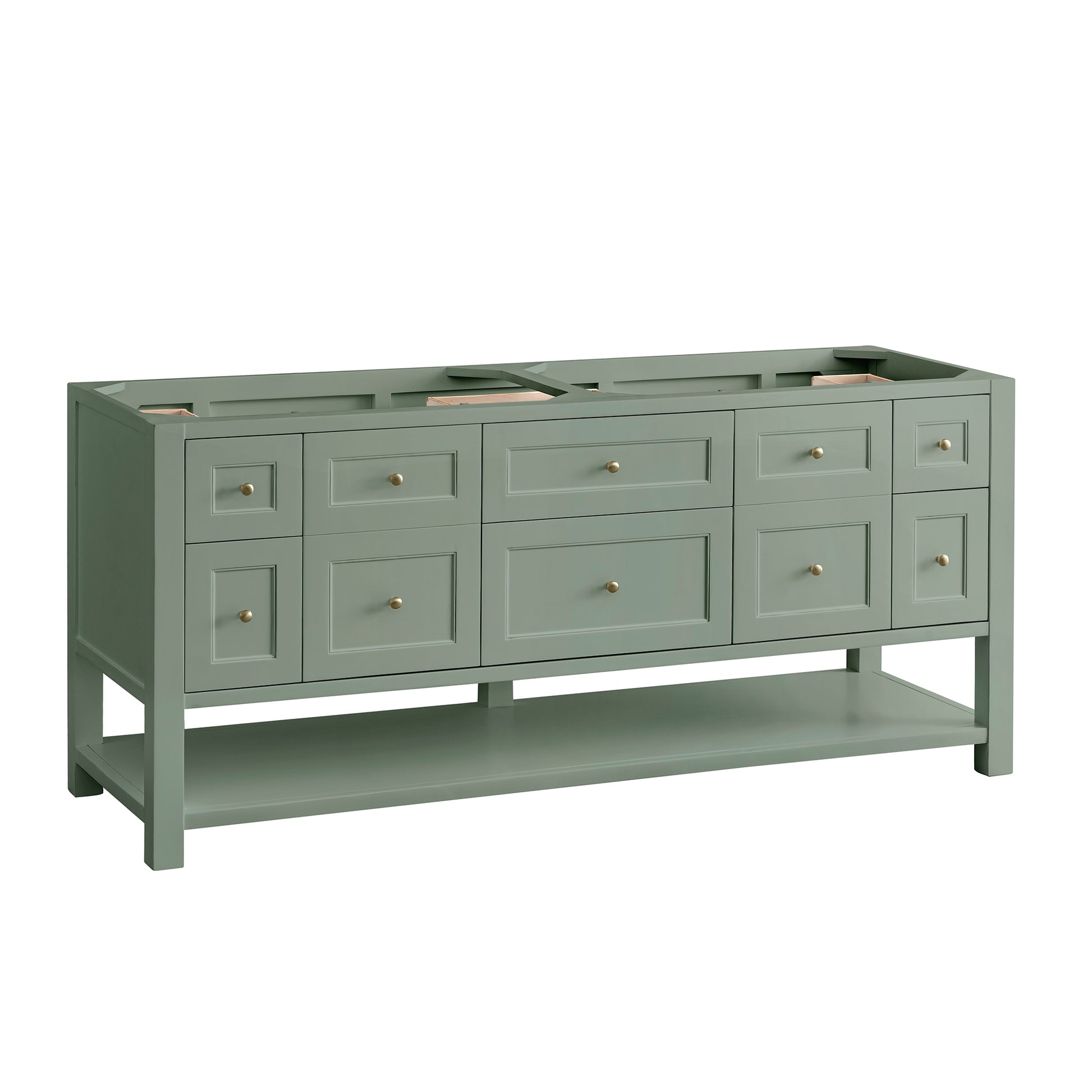 Renovate for Less Atlanta Breckenridge 72" Double Vanity, Smokey Celadon w/ 3 CM Eternal Jasmine Pearl Top w/FreePower Wireless Charger