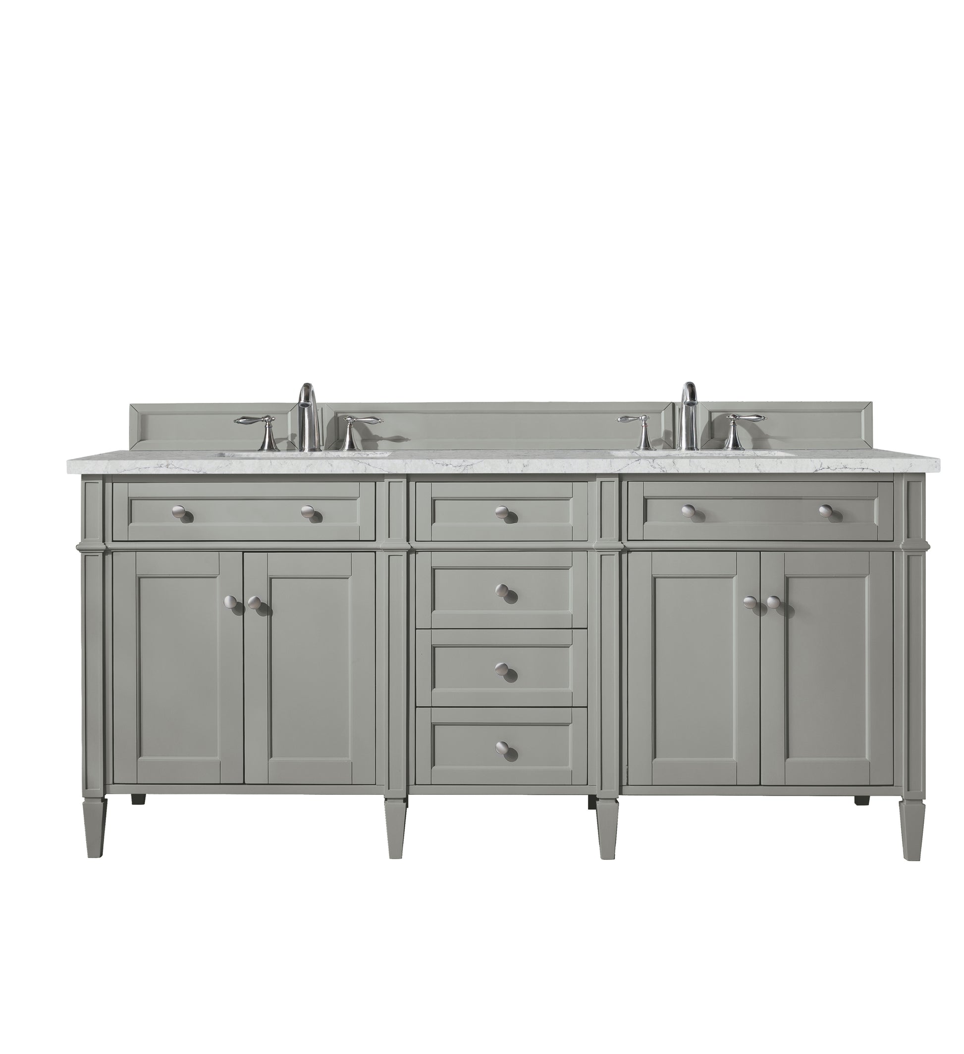 Renovate for Less Atlanta Brittany 72" Double Vanity, Urban Gray w/ 3 CM Eternal Jasmine Pearl Silestone Top