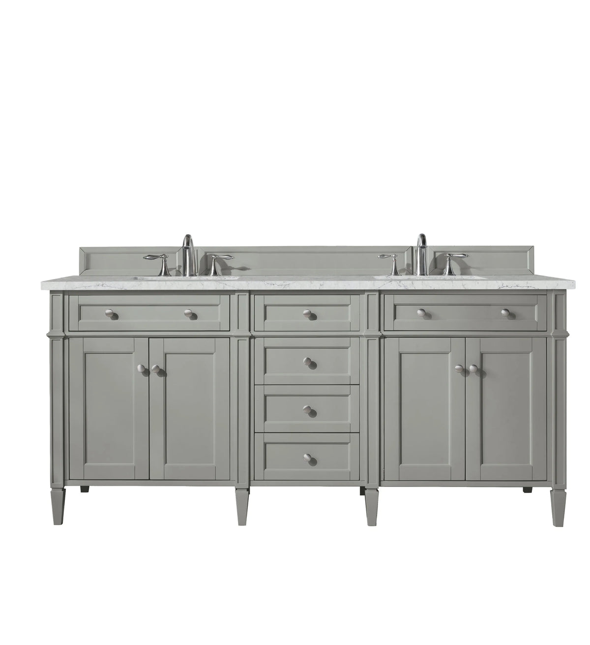 Brittany 72" Double Vanity, Urban Gray w/ 3 CM Eternal Jasmine Pearl Silestone Top