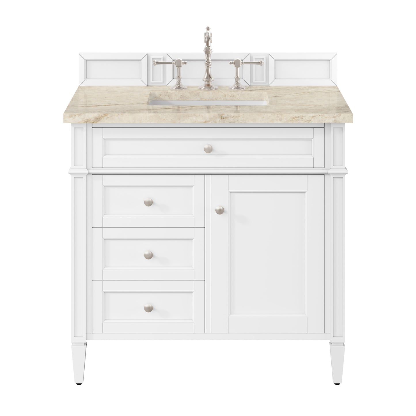 Renovate for Less Atlanta Brittany 36" Single Vanity in Bright White, w/ 3 CM Tajnar Eclos Top