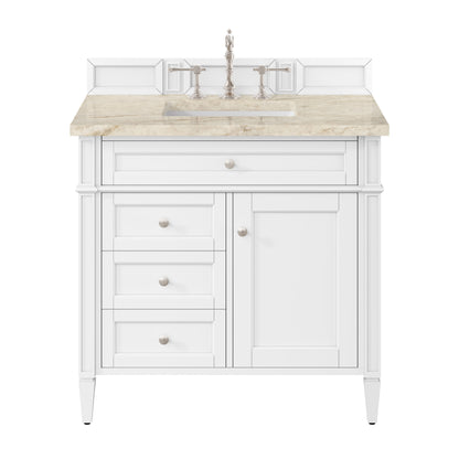 Renovate for Less Atlanta Brittany 36" Single Vanity in Bright White, w/ 3 CM Tajnar Eclos Top