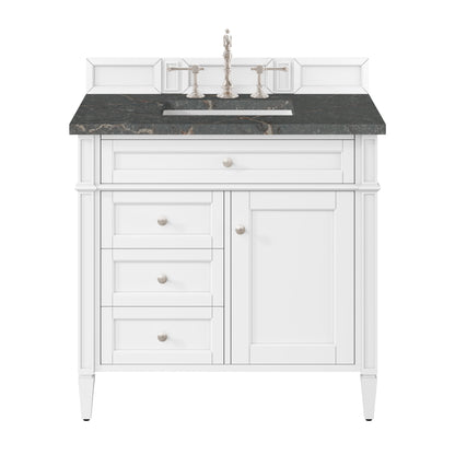 Renovate for Less Atlanta Brittany 36" Single Vanity, Bright White w/ 3 CM Parisien Bleu Silestone Top