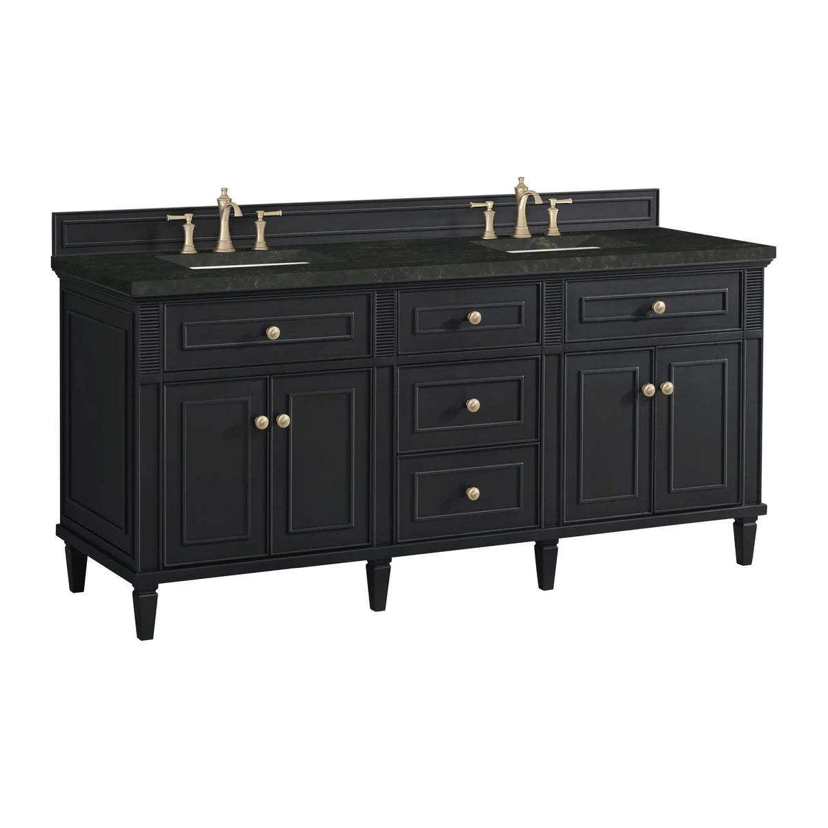 Lorelai 72" Double Vanity, Black Onyx, w/ 3 CM Phantome Eclos Top