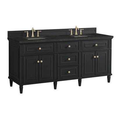 Lorelai 72" Double Vanity, Black Onyx, w/ 3 CM Phantome Eclos Top