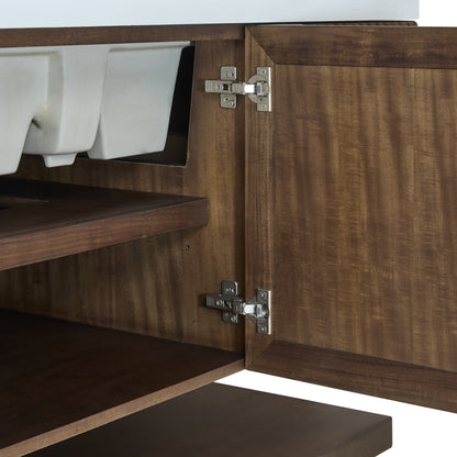 Renovate for Less Atlanta Marcello 48" Single Vanity, Chestnut w/ 3 CM Carrara White Marble Top