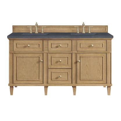 Lorelai 60" Double Vanity, Light Natural Oak w/ 3 CM Charcoal Soapstone Silestone Top