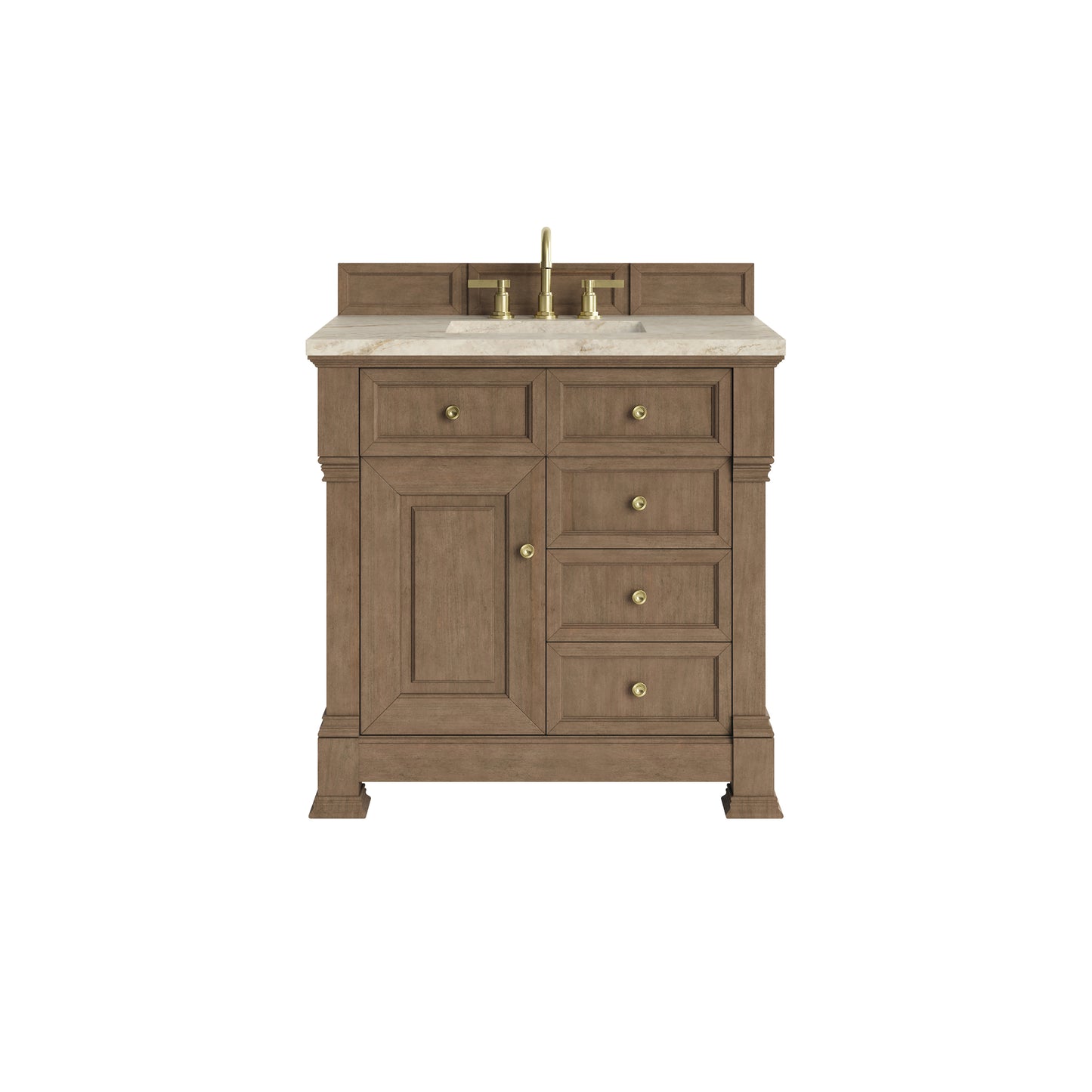 Renovate for Less Atlanta Brookfield 36" Single Vanity, Pecan, w/ 3 CM Tajnar Eclos Top