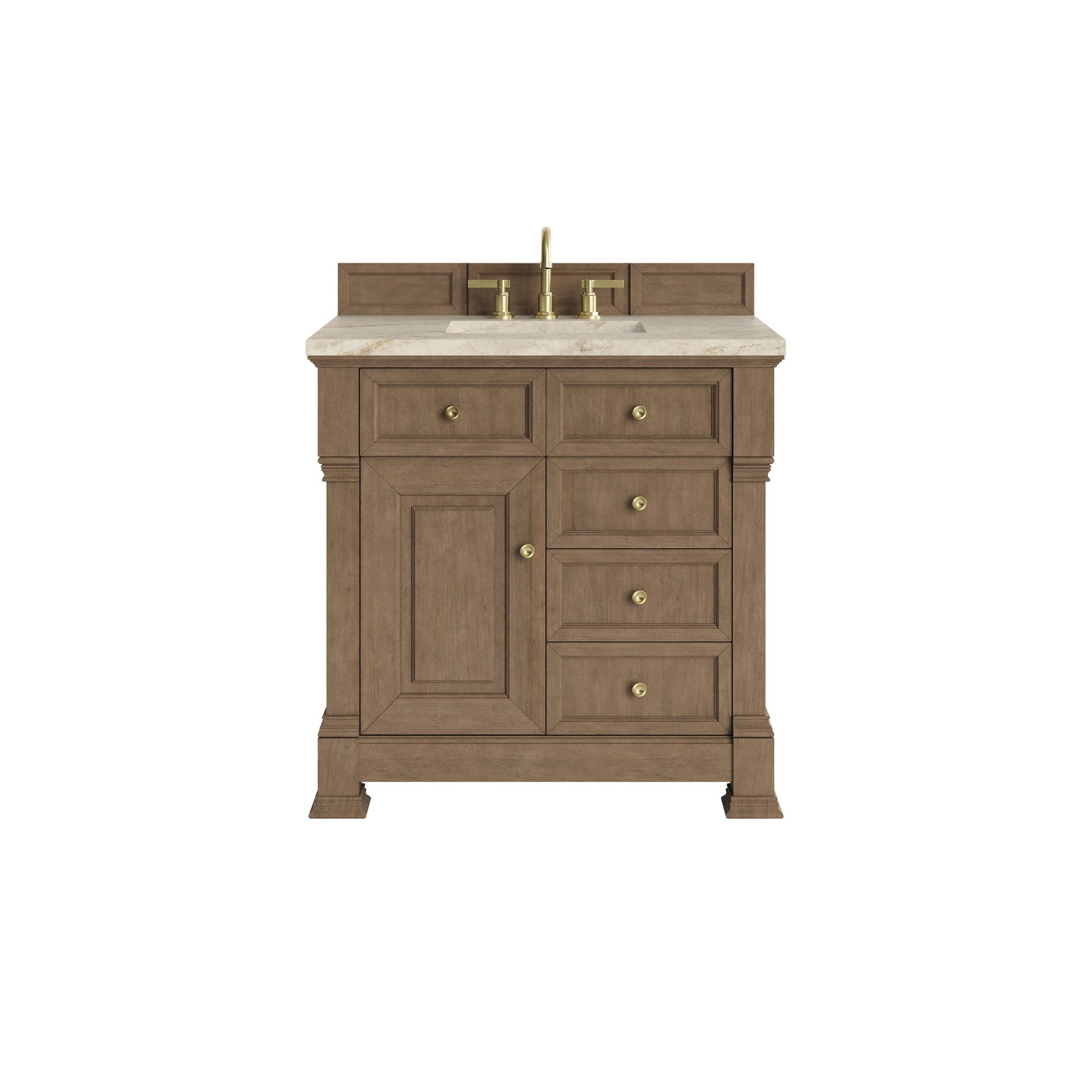 Renovate for Less Atlanta Brookfield 36" Single Vanity, Pecan, w/ 3 CM Tajnar Eclos Top
