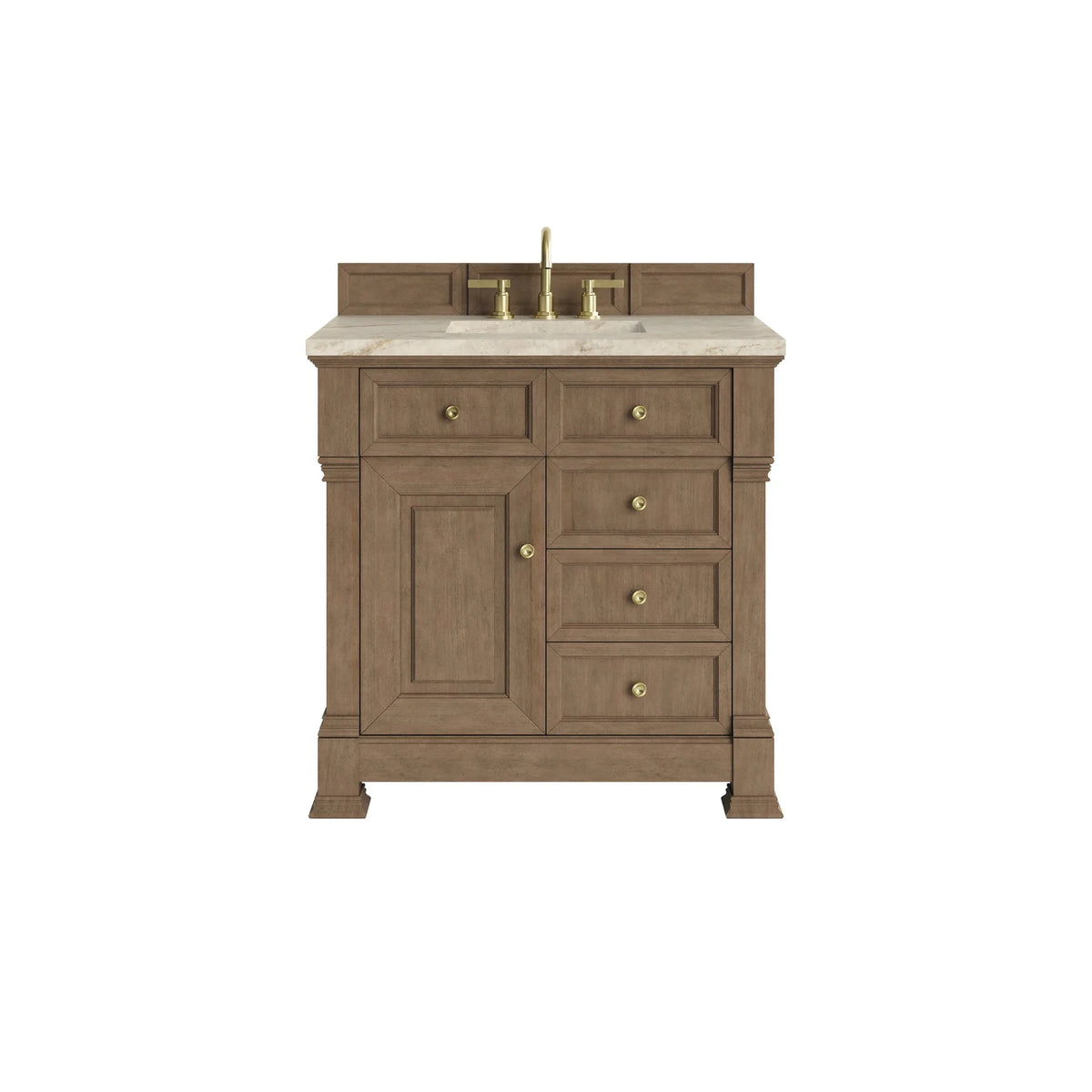 Brookfield 36" Single Vanity, Pecan, w/ 3 CM Tajnar Eclos Top