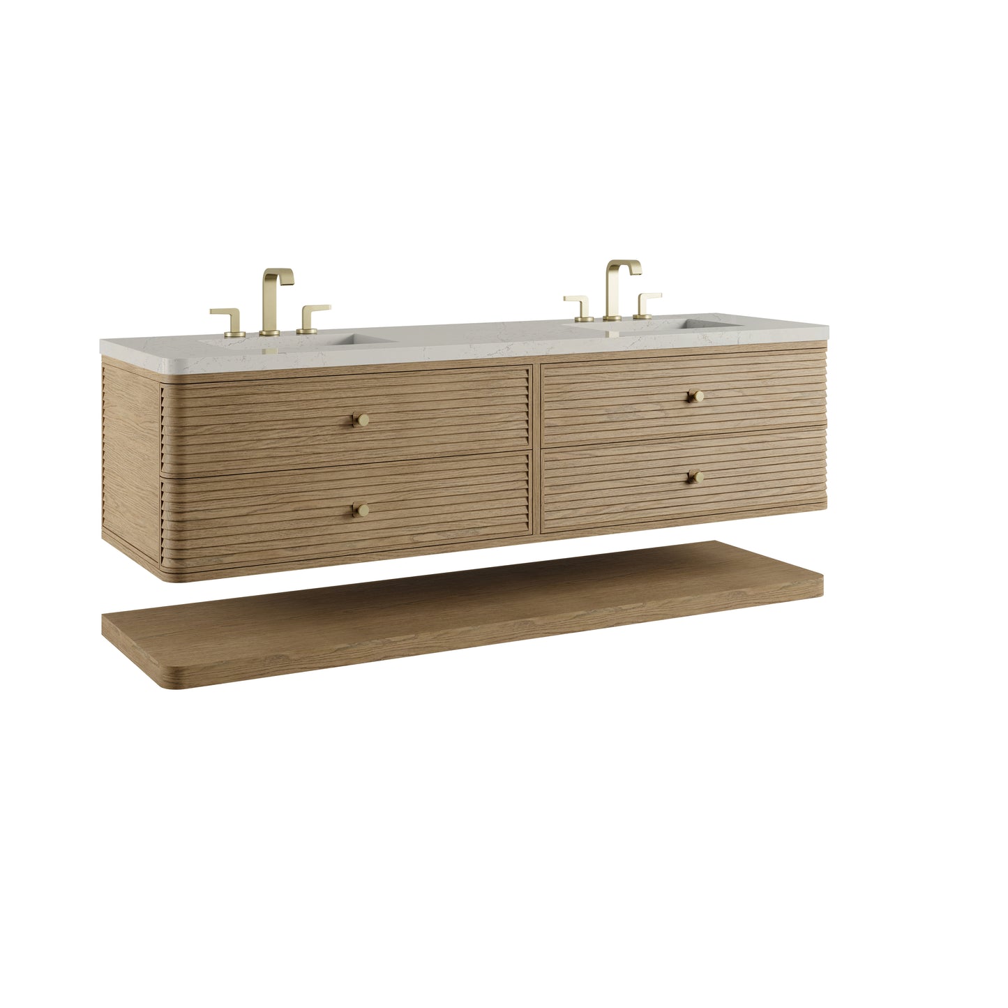 Renovate for Less Atlanta Allamari 72" Double Vanity, Dune Mist w/ 3 CM Siberian Silestone Top