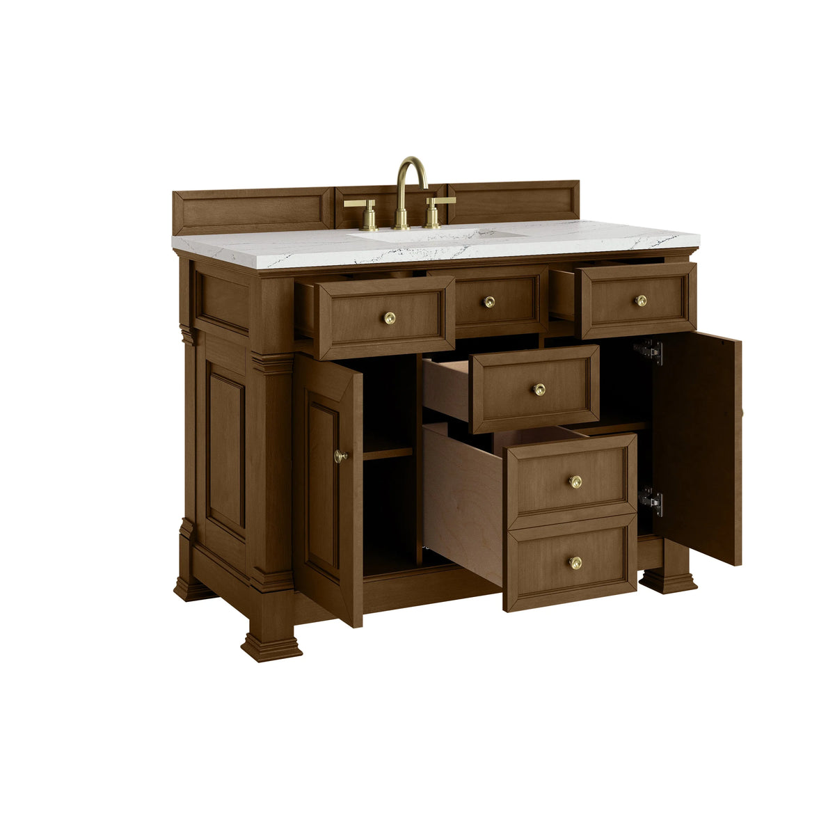 Brookfield 48" Single Vanity, Honey Oak w/ 3 CM Ethereal Noctis Silestone Top