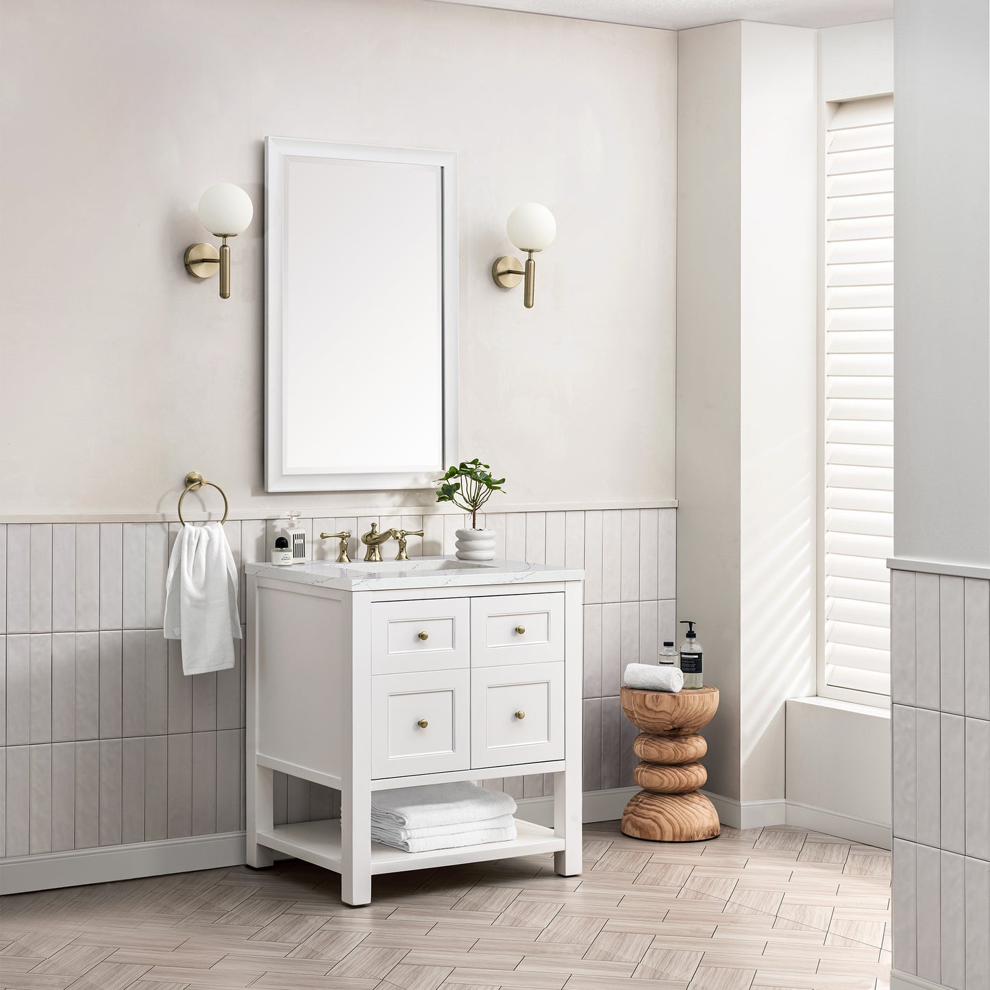 Renovate for Less Atlanta Breckenridge 30" Single Vanity, Bright White w/ 3 CM Ethereal Noctis Top