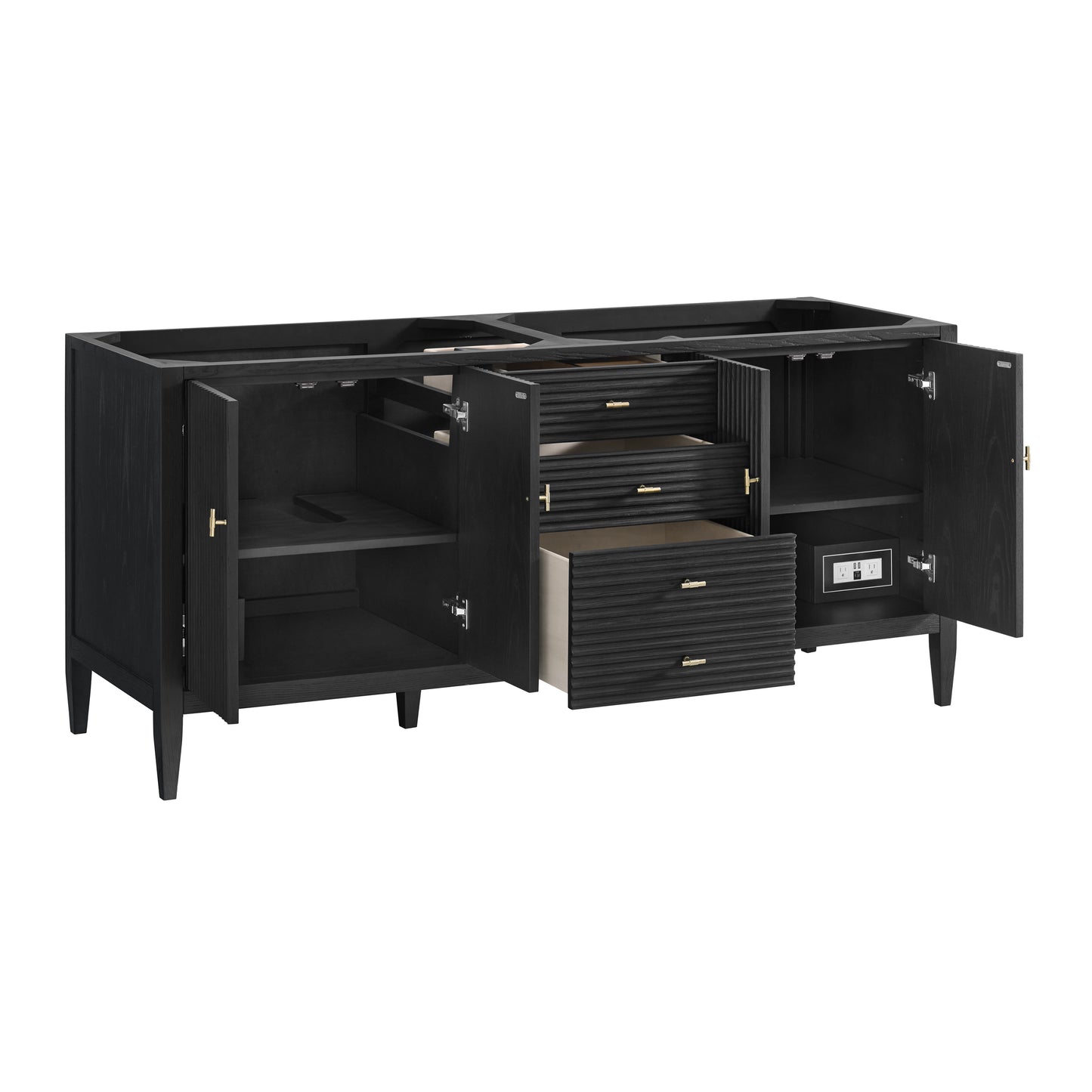 Renovate for Less Atlanta Myrrin 72" Double Vanity, Carbon Oak w/ 3 CM Lime Delight Silestone Top