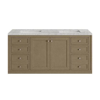 Chicago 60" Double Vanity, Walnut Whisper, w/ 3 CM Eternal Jasmine Pearl Silestone® Top