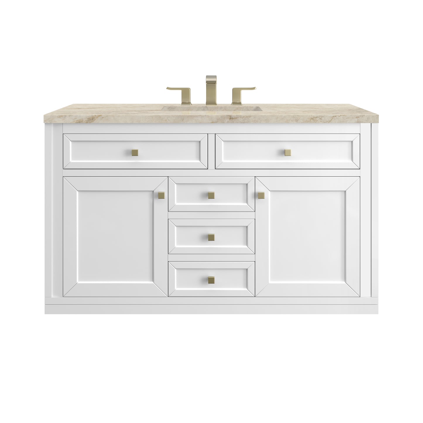 Renovate for Less Atlanta Chicago 48" Single Vanity, Glossy White, w/ 3 CM Tajnar Eclos Top w/FreePower Wireless Charger