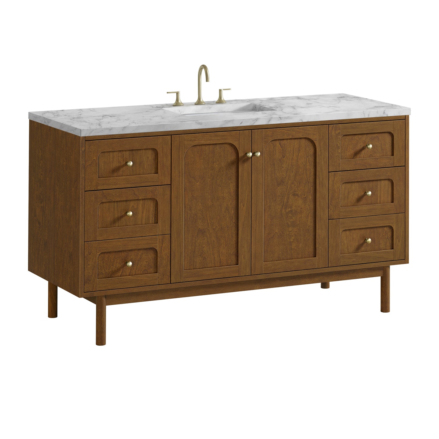 Renovate for Less Atlanta Laurent 60" Single Vanity, Honey Oak w/ 3 CM Carrara Marble Top