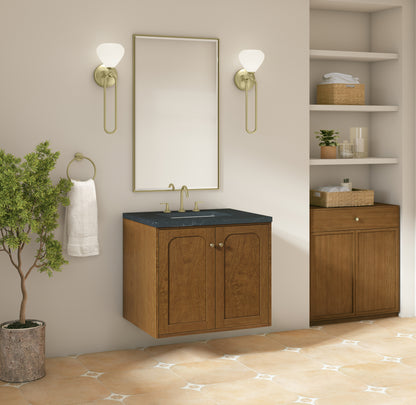 Renovate for Less Atlanta Laurent 30" Single Vanity, Honey Oak w/ 3 CM Charcoal Soapstone Silestone Top