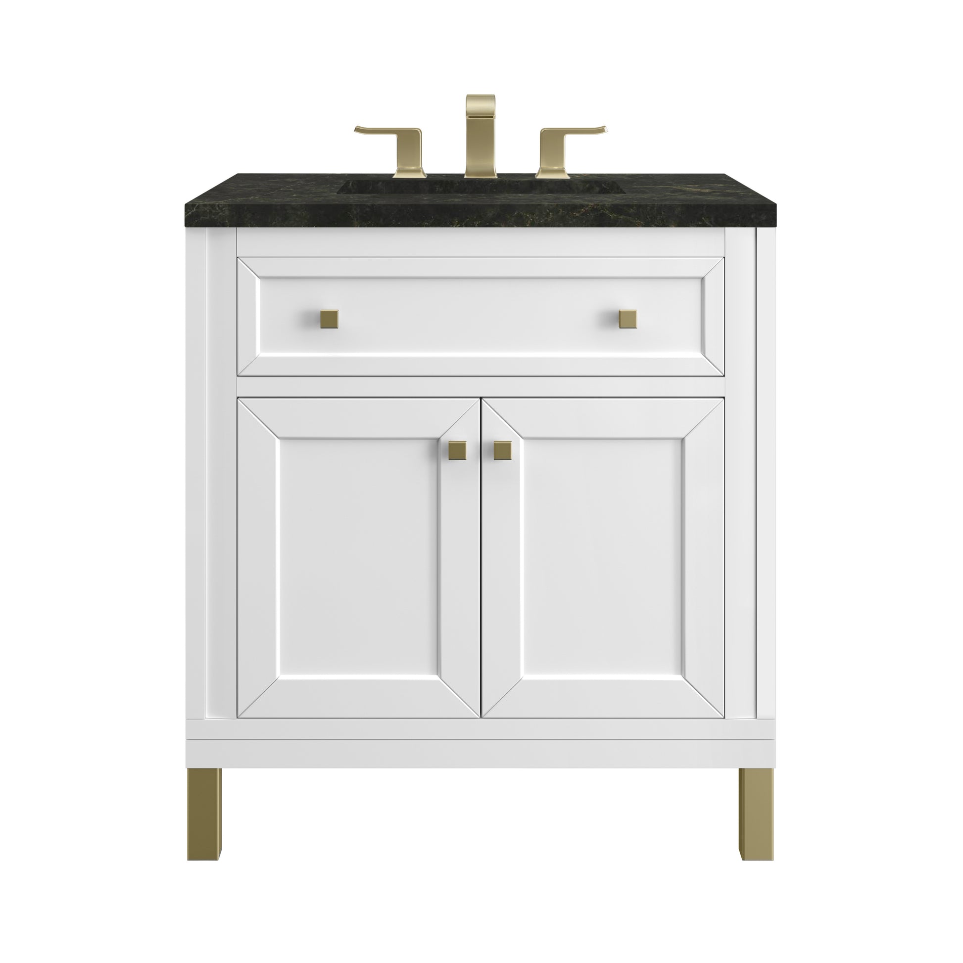 Renovate for Less Atlanta Chicago 30" Single Vanity, Glossy White, w/ 3 CM Phantome Eclos Top