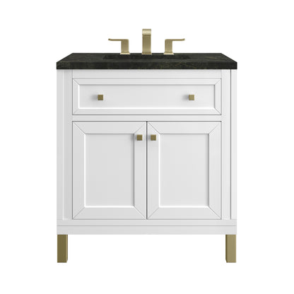 Renovate for Less Atlanta Chicago 30" Single Vanity, Glossy White, w/ 3 CM Phantome Eclos Top