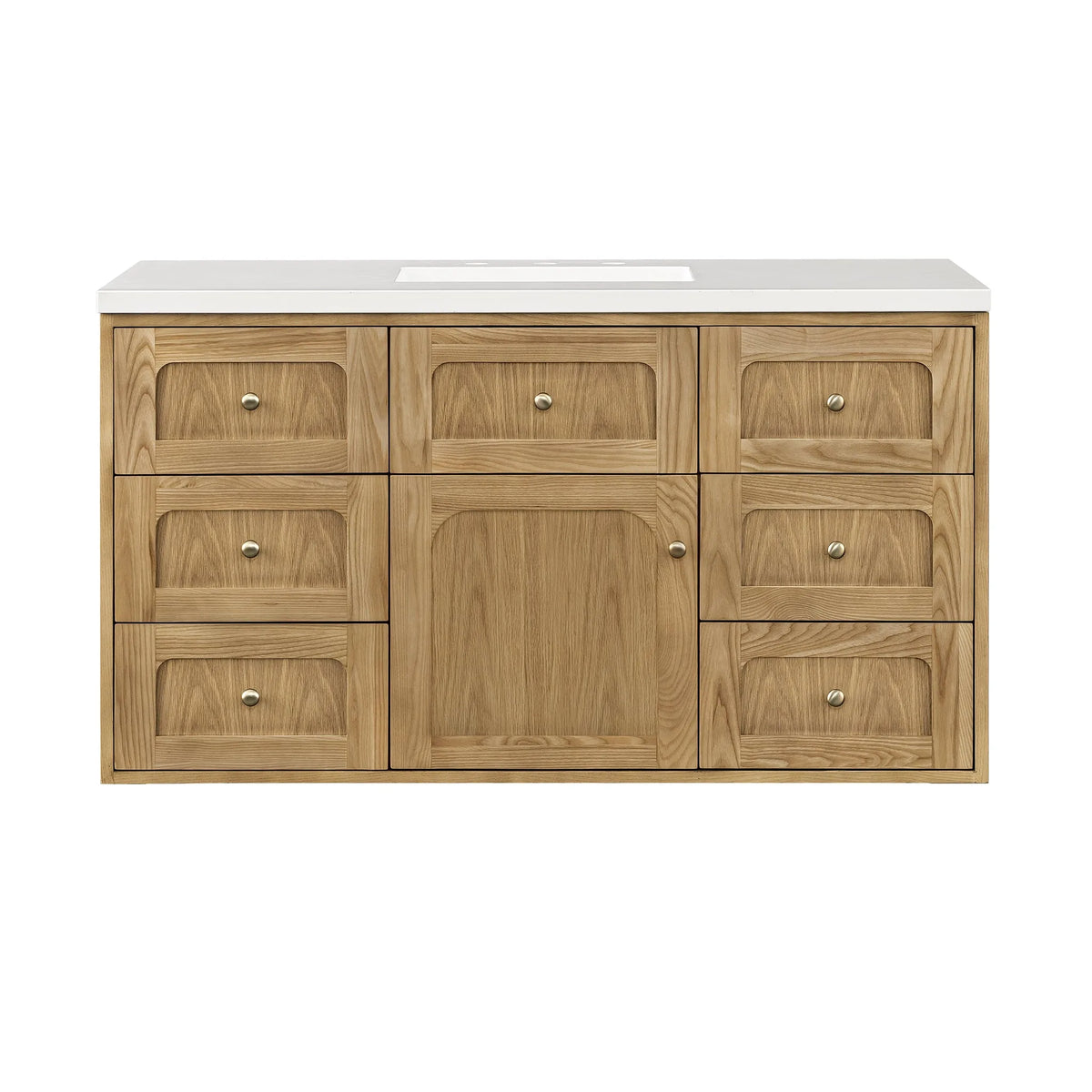 Laurent 48" Single Vanity, Light Natural Oak w/ 3 CM White Zeus Top