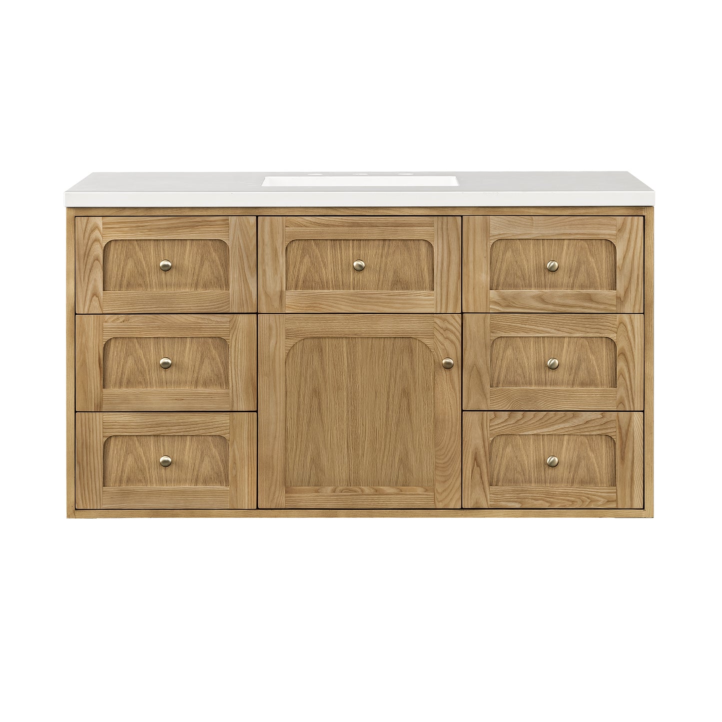 Renovate for Less Atlanta Laurent 48" Single Vanity, Light Natural Oak w/ 3 CM White Zeus Top
