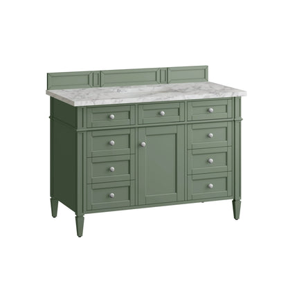 Brittany 48" Single Vanity, Smokey Celadon w/ 3 CM Carrara Marble Top