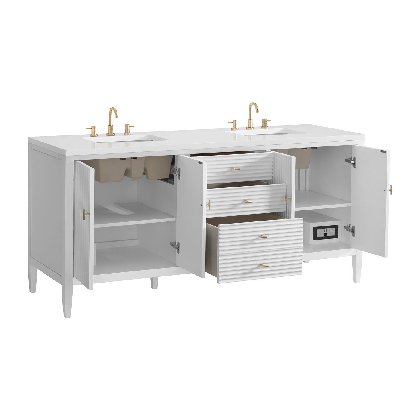 Renovate for Less Atlanta Myrrin 72" Double Vanity, Bright White w/ 3 CM White Zeus Silestone Top