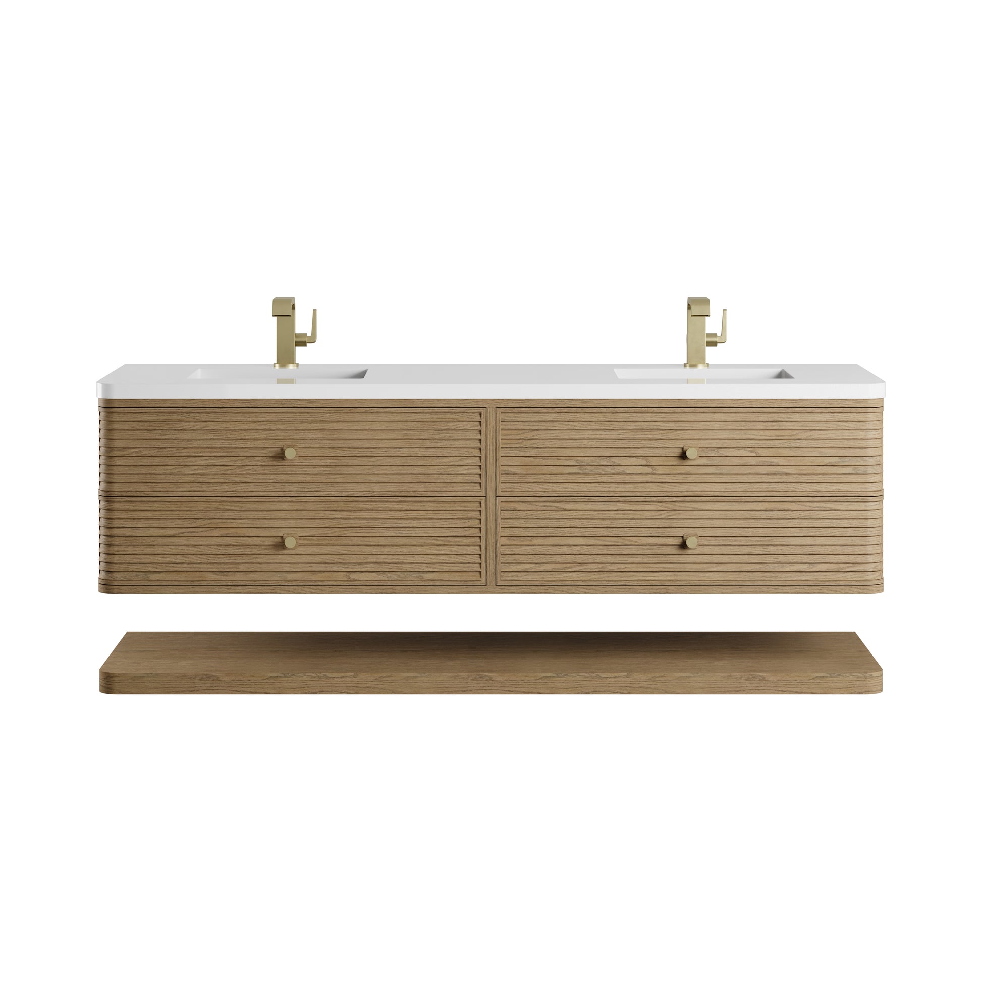 Renovate for Less Atlanta Allamari 72" Double Vanity, Dune Mist w/ Single Hole 3 CM White Zeus Silestone Top