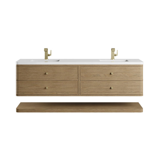 Allamari 72" Double Vanity, Dune Mist w/ Single Hole 3 CM White Zeus Silestone Top