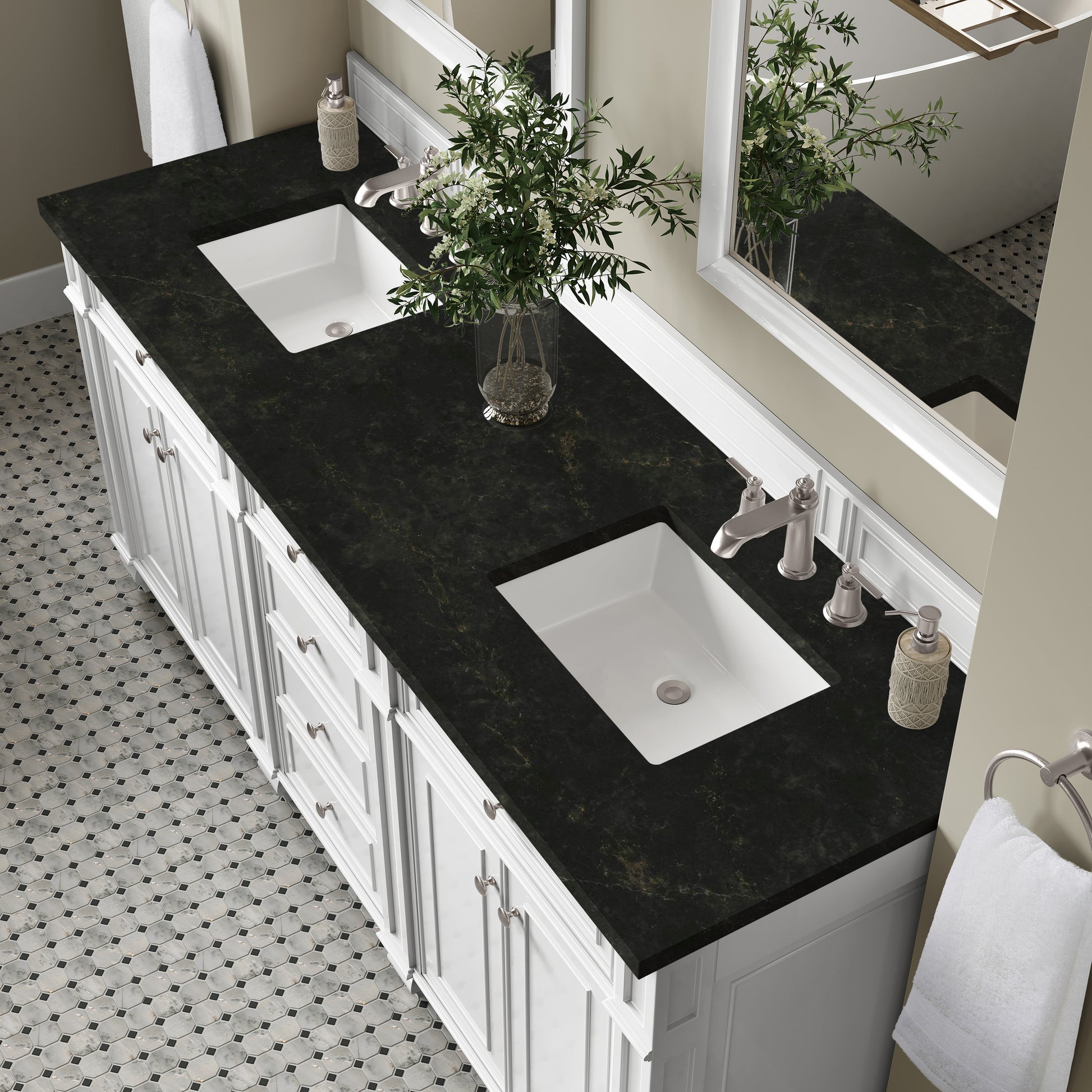 Renovate for Less Atlanta Bristol 72" Double Vanity, Bright White, w/ 3 CM Phantome Eclos Top
