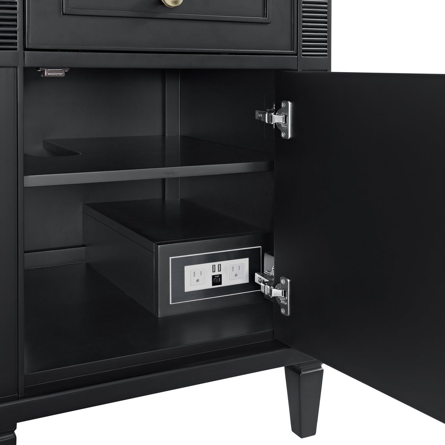 Renovate for Less Atlanta Lorelai 60" Double Vanity, Black Onyx, w/ 3 CM Tajnar Eclos Top w/FreePower Wireless Charger