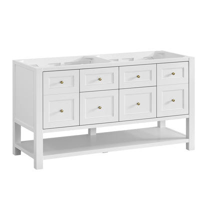 Renovate for Less Atlanta Breckenridge 60" Double Vanity, Bright White, w/ 3 CM Lime Delight Quartz Top