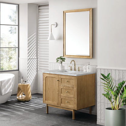 Renovate for Less Atlanta Laurent 36" Single Vanity, Light Natural Oak w/ 3 CM Victorian Silver Top