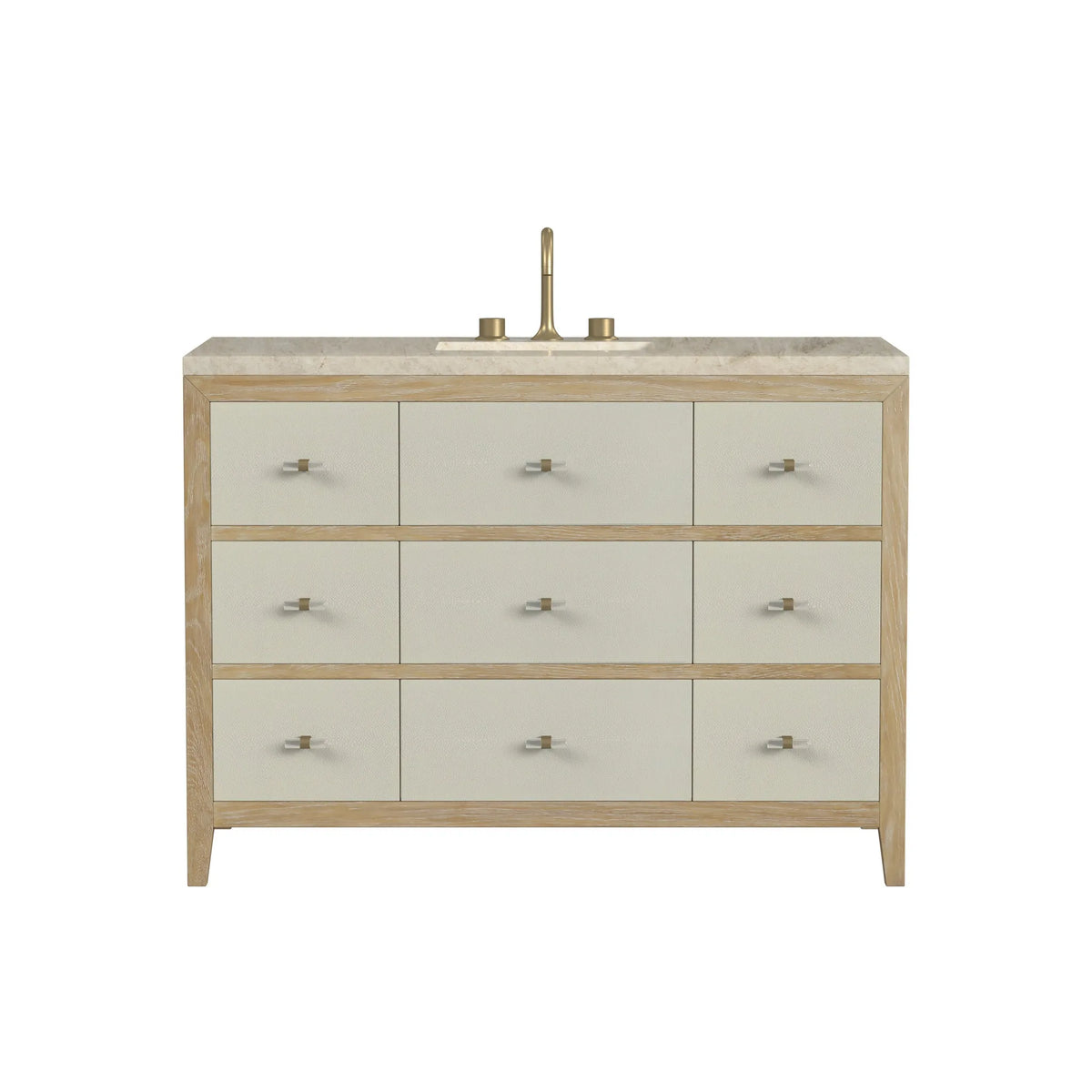 Celeste 48" Single Vanity, Sunwashed Oak with Embossed Shagreen, w/ 3 CM Tajnar Eclos Top w/FreePower Wireless Charger