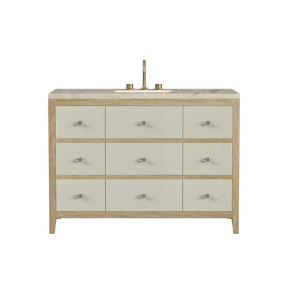 Celeste 48" Single Vanity, Sunwashed Oak with Embossed Shagreen, w/ 3 CM Tajnar Eclos Top w/FreePower Wireless Charger