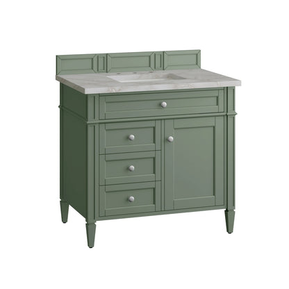 Brittany 36" Single Vanity, Smokey Celadon w/ 3 CM Victorian Silver Top