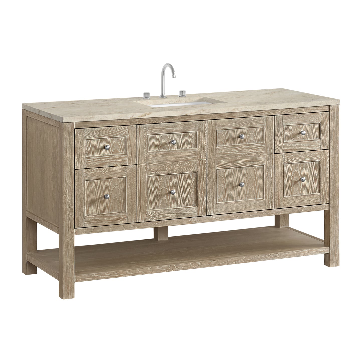 Renovate for Less Atlanta Breckenridge 60" Single Vanity, Whitewashed Oak, w/ 3 CM Tajnar Eclos Top