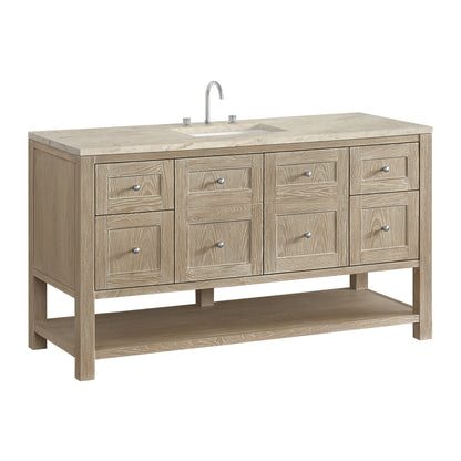 Renovate for Less Atlanta Breckenridge 60" Single Vanity, Whitewashed Oak, w/ 3 CM Tajnar Eclos Top